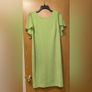 Midnight Velvet Sheath Sleeveless Dress. Size 6. Lime Green